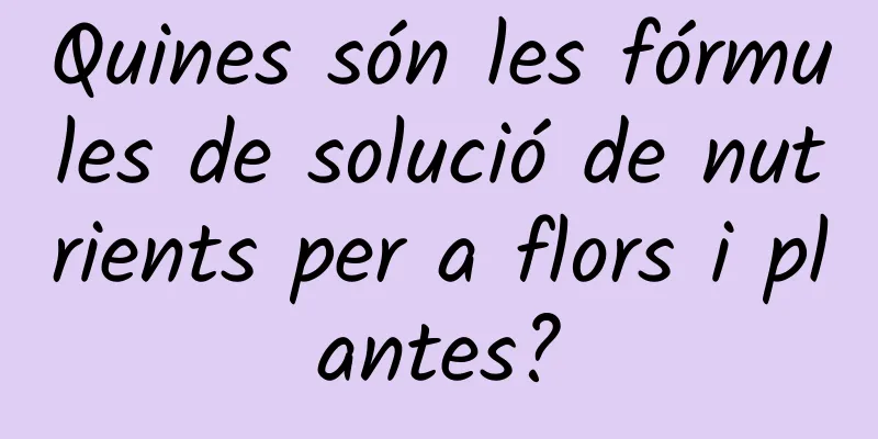 Quines són les fórmules de solució de nutrients per a flors i plantes?