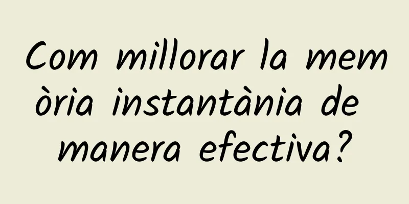 Com millorar la memòria instantània de manera efectiva?
