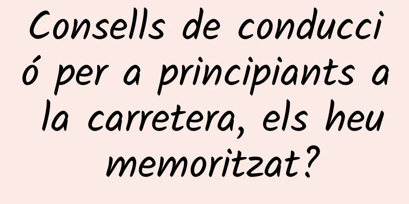 Consells de conducció per a principiants a la carretera, els heu memoritzat?
