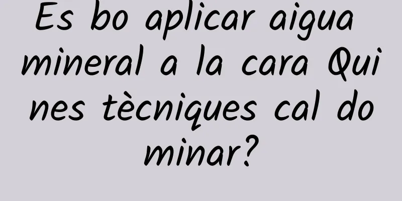És bo aplicar aigua mineral a la cara Quines tècniques cal dominar?