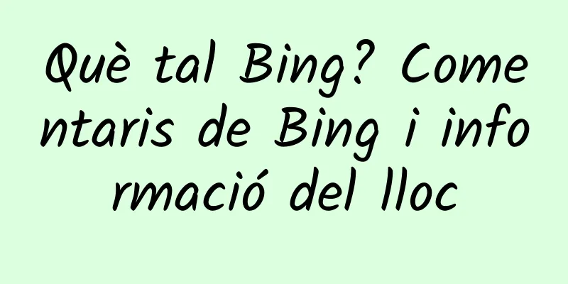Què tal Bing? Comentaris de Bing i informació del lloc