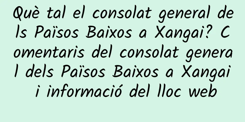 Què tal el consolat general dels Països Baixos a Xangai? Comentaris del consolat general dels Països Baixos a Xangai i informació del lloc web