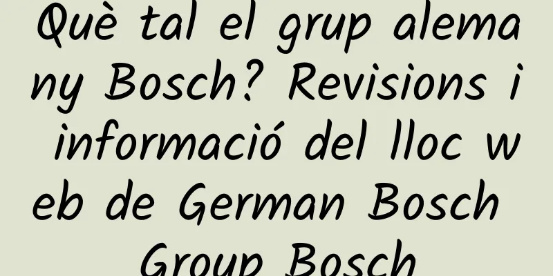 Què tal el grup alemany Bosch? Revisions i informació del lloc web de German Bosch Group Bosch
