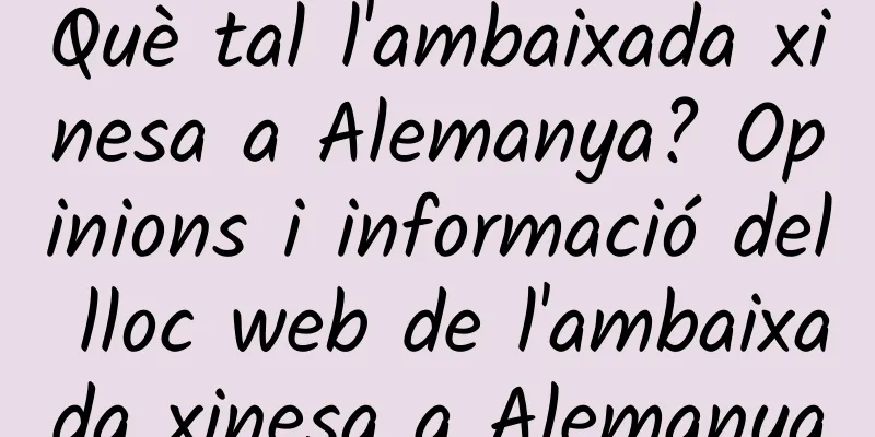 Què tal l'ambaixada xinesa a Alemanya? Opinions i informació del lloc web de l'ambaixada xinesa a Alemanya
