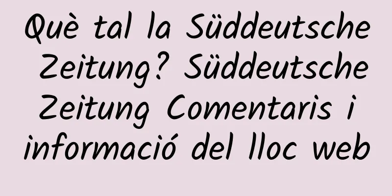Què tal la Süddeutsche Zeitung? Süddeutsche Zeitung Comentaris i informació del lloc web