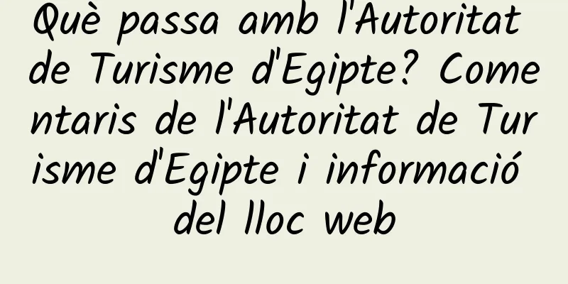 Què passa amb l'Autoritat de Turisme d'Egipte? Comentaris de l'Autoritat de Turisme d'Egipte i informació del lloc web