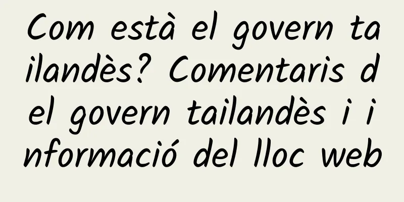 Com està el govern tailandès? Comentaris del govern tailandès i informació del lloc web