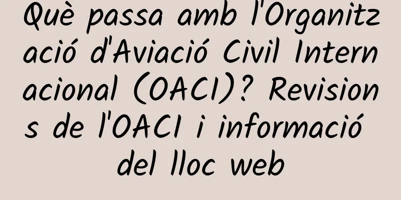 Què passa amb l'Organització d'Aviació Civil Internacional (OACI)? Revisions de l'OACI i informació del lloc web