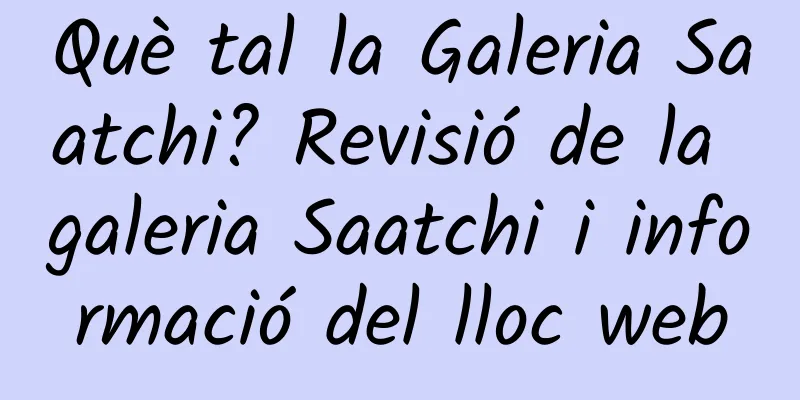Què tal la Galeria Saatchi? Revisió de la galeria Saatchi i informació del lloc web