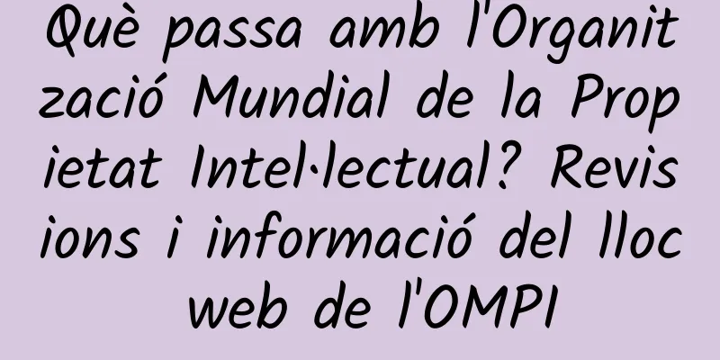 Què passa amb l'Organització Mundial de la Propietat Intel·lectual? Revisions i informació del lloc web de l'OMPI