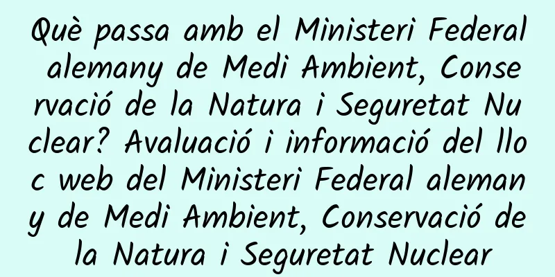 Què passa amb el Ministeri Federal alemany de Medi Ambient, Conservació de la Natura i Seguretat Nuclear? Avaluació i informació del lloc web del Ministeri Federal alemany de Medi Ambient, Conservació de la Natura i Seguretat Nuclear