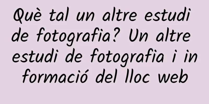 Què tal un altre estudi de fotografia? Un altre estudi de fotografia i informació del lloc web