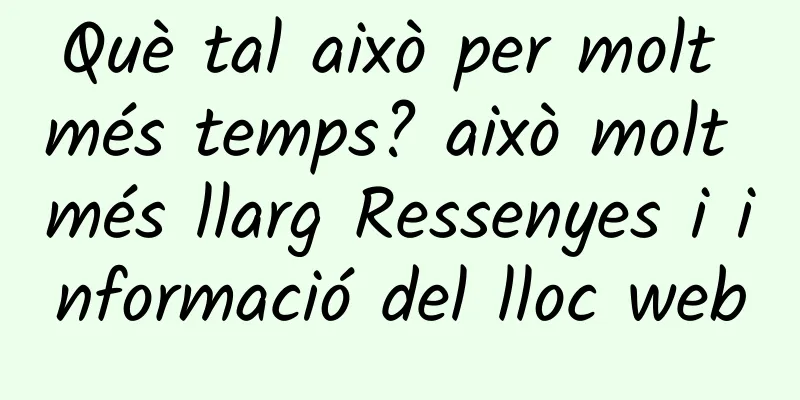 Què tal això per molt més temps? això molt més llarg Ressenyes i informació del lloc web