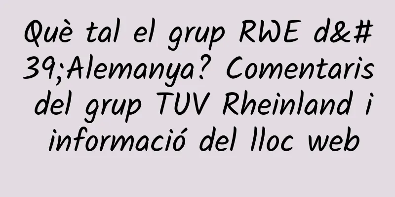 Què tal el grup RWE d'Alemanya? Comentaris del grup TUV Rheinland i informació del lloc web