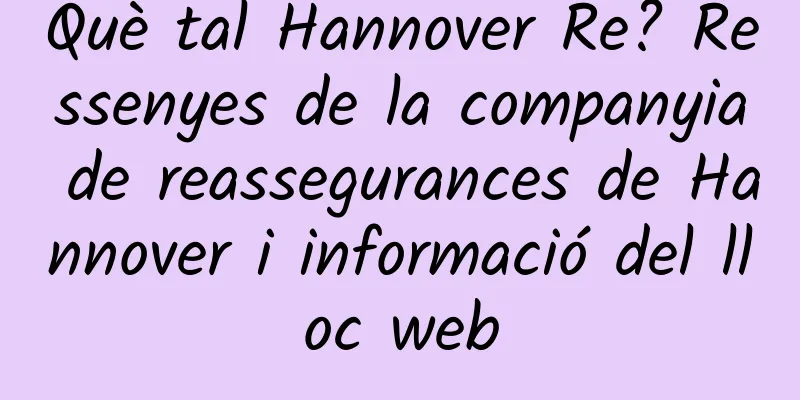 Què tal Hannover Re? Ressenyes de la companyia de reassegurances de Hannover i informació del lloc web
