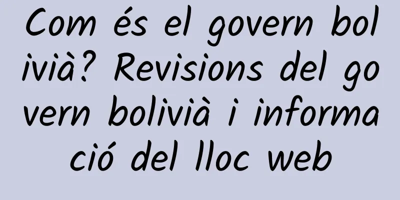 Com és el govern bolivià? Revisions del govern bolivià i informació del lloc web