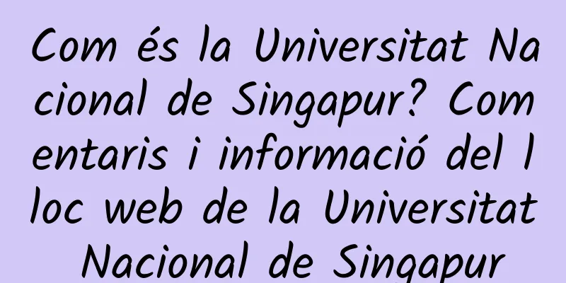 Com és la Universitat Nacional de Singapur? Comentaris i informació del lloc web de la Universitat Nacional de Singapur