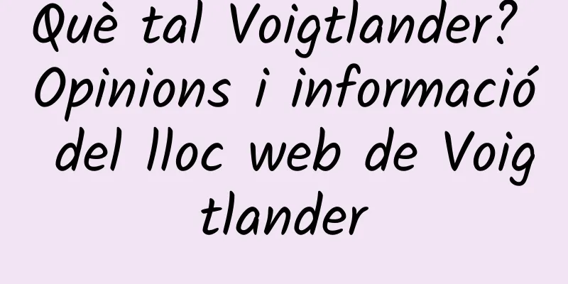 Què tal Voigtlander? Opinions i informació del lloc web de Voigtlander