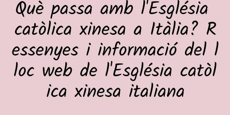 Què passa amb l'Església catòlica xinesa a Itàlia? Ressenyes i informació del lloc web de l'Església catòlica xinesa italiana