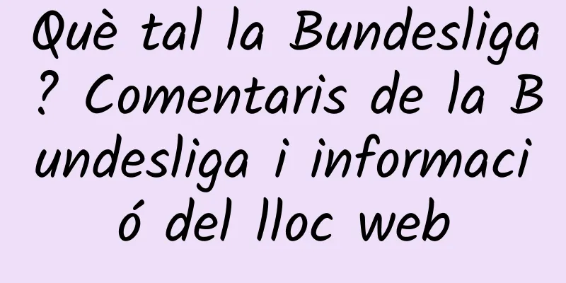 Què tal la Bundesliga? Comentaris de la Bundesliga i informació del lloc web