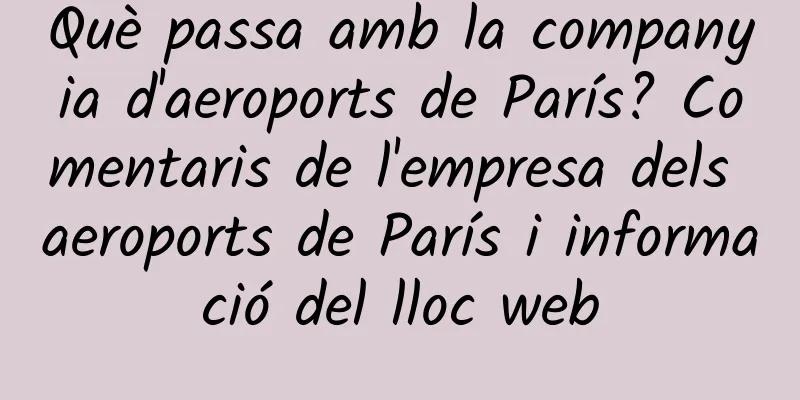 Què passa amb la companyia d'aeroports de París? Comentaris de l'empresa dels aeroports de París i informació del lloc web