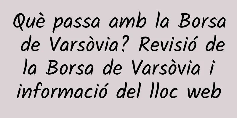 Què passa amb la Borsa de Varsòvia? Revisió de la Borsa de Varsòvia i informació del lloc web