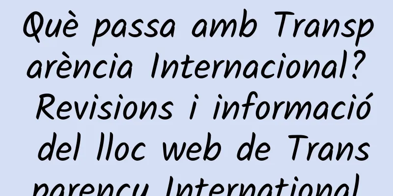 Què passa amb Transparència Internacional? Revisions i informació del lloc web de Transparency International