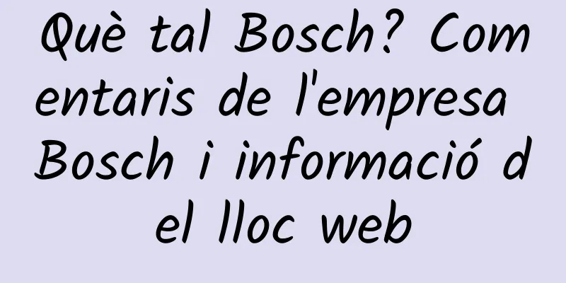 Què tal Bosch? Comentaris de l'empresa Bosch i informació del lloc web