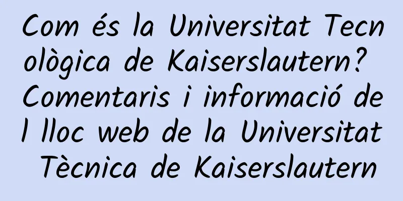 Com és la Universitat Tecnològica de Kaiserslautern? Comentaris i informació del lloc web de la Universitat Tècnica de Kaiserslautern