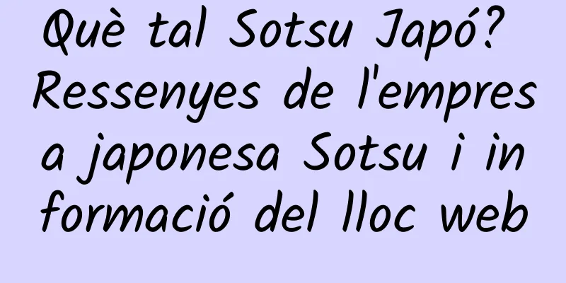 Què tal Sotsu Japó? Ressenyes de l'empresa japonesa Sotsu i informació del lloc web