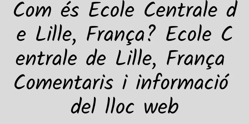 Com és Ecole Centrale de Lille, França? Ecole Centrale de Lille, França Comentaris i informació del lloc web