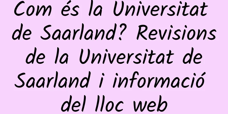 Com és la Universitat de Saarland? Revisions de la Universitat de Saarland i informació del lloc web