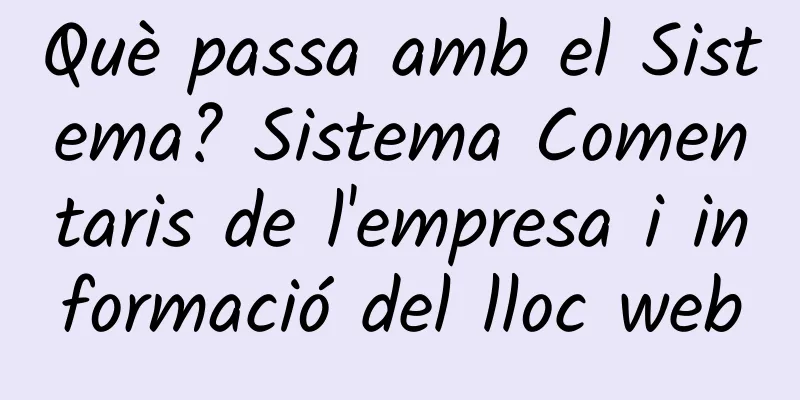 Què passa amb el Sistema? Sistema Comentaris de l'empresa i informació del lloc web