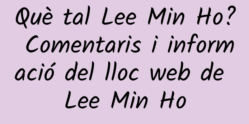 Què tal Lee Min Ho? Comentaris i informació del lloc web de Lee Min Ho