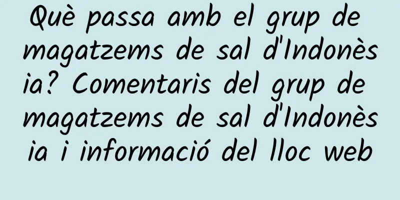 Què passa amb el grup de magatzems de sal d'Indonèsia? Comentaris del grup de magatzems de sal d'Indonèsia i informació del lloc web