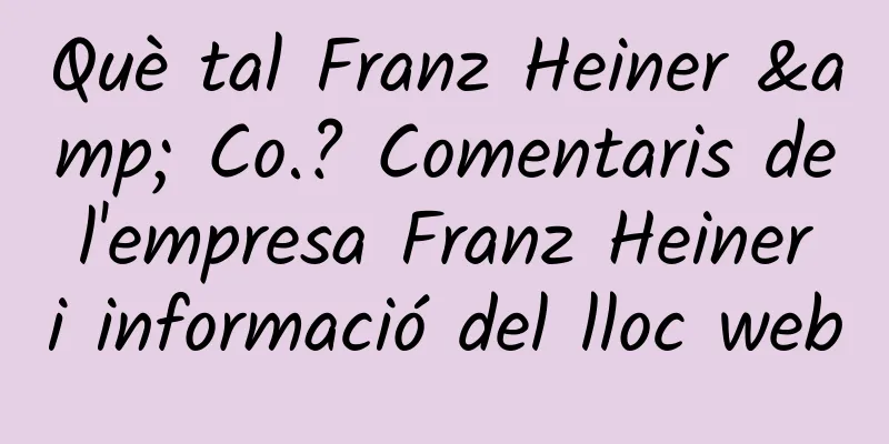 Què tal Franz Heiner & Co.? Comentaris de l'empresa Franz Heiner i informació del lloc web