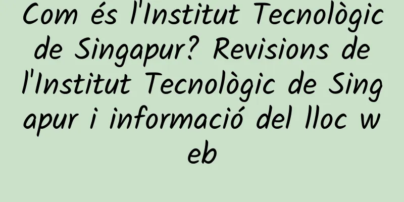 Com és l'Institut Tecnològic de Singapur? Revisions de l'Institut Tecnològic de Singapur i informació del lloc web