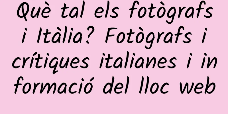 Què tal els fotògrafs i Itàlia? Fotògrafs i crítiques italianes i informació del lloc web