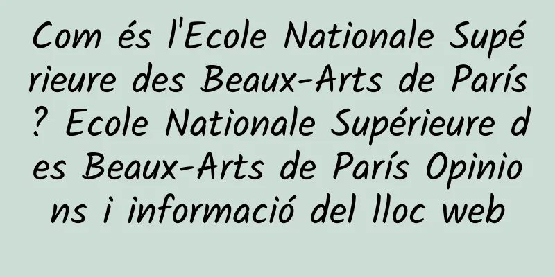 Com és l'Ecole Nationale Supérieure des Beaux-Arts de París? Ecole Nationale Supérieure des Beaux-Arts de París Opinions i informació del lloc web
