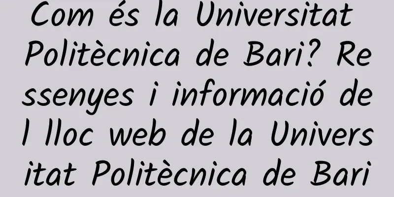 Com és la Universitat Politècnica de Bari? Ressenyes i informació del lloc web de la Universitat Politècnica de Bari