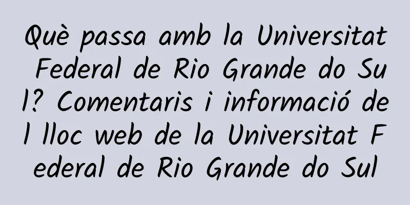 Què passa amb la Universitat Federal de Rio Grande do Sul? Comentaris i informació del lloc web de la Universitat Federal de Rio Grande do Sul