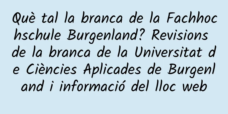 Què tal la branca de la Fachhochschule Burgenland? Revisions de la branca de la Universitat de Ciències Aplicades de Burgenland i informació del lloc web