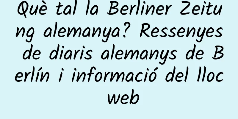 Què tal la Berliner Zeitung alemanya? Ressenyes de diaris alemanys de Berlín i informació del lloc web