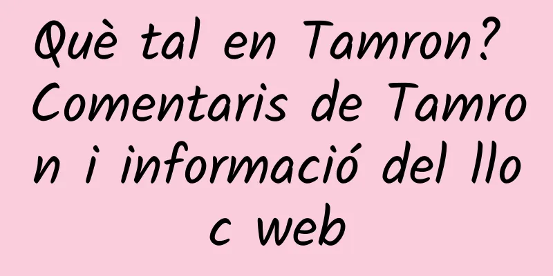 Què tal en Tamron? Comentaris de Tamron i informació del lloc web