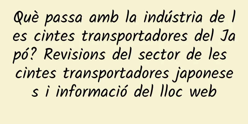 Què passa amb la indústria de les cintes transportadores del Japó? Revisions del sector de les cintes transportadores japoneses i informació del lloc web