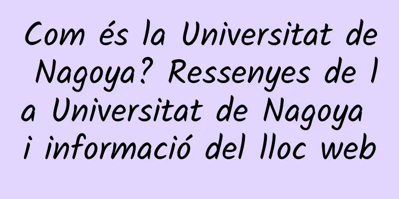 Com és la Universitat de Nagoya? Ressenyes de la Universitat de Nagoya i informació del lloc web