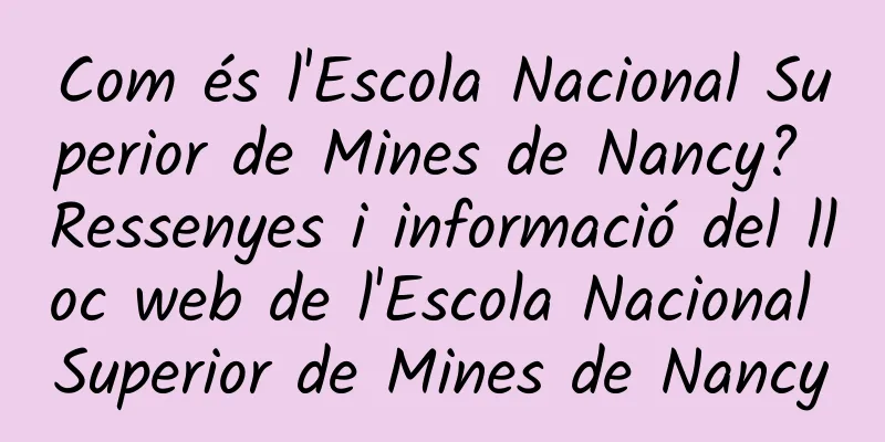 Com és l'Escola Nacional Superior de Mines de Nancy? Ressenyes i informació del lloc web de l'Escola Nacional Superior de Mines de Nancy