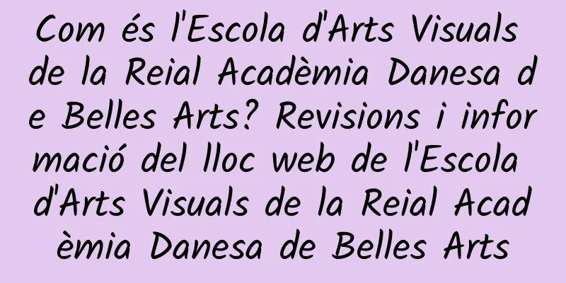 Com és l'Escola d'Arts Visuals de la Reial Acadèmia Danesa de Belles Arts? Revisions i informació del lloc web de l'Escola d'Arts Visuals de la Reial Acadèmia Danesa de Belles Arts
