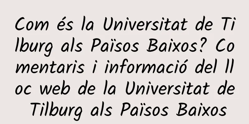 Com és la Universitat de Tilburg als Països Baixos? Comentaris i informació del lloc web de la Universitat de Tilburg als Països Baixos