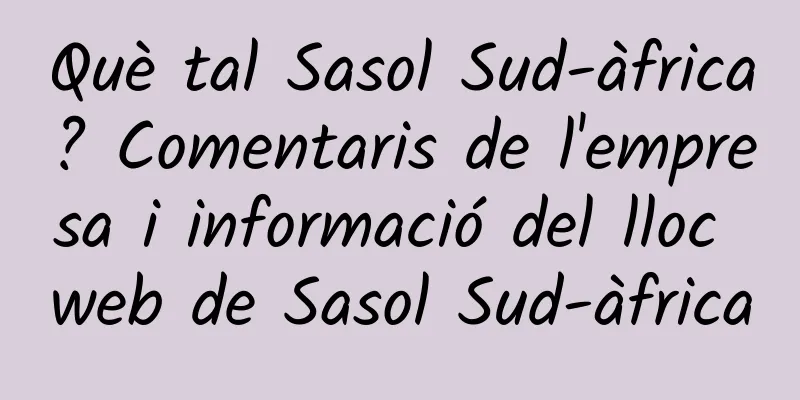 Què tal Sasol Sud-àfrica? Comentaris de l'empresa i informació del lloc web de Sasol Sud-àfrica